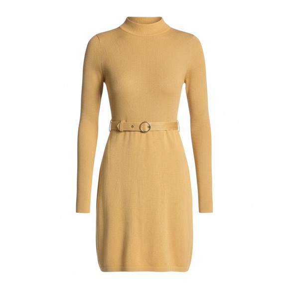 Free People French Girl Ribbed Knit Dress Small Gold Sparkle Lurex Mini NWT